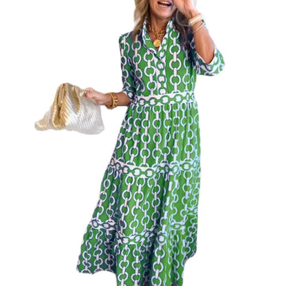 Slouchy Geometric Print Round Neck Dress Dresses