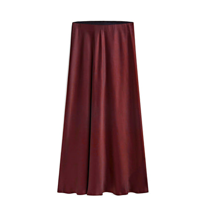 Women's Acetate Satin High Waist Elastic Quality Skirts