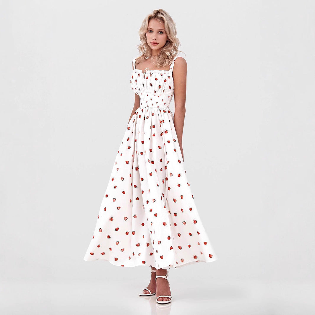 Floral Slip Dress Summer Low Collar Dresses
