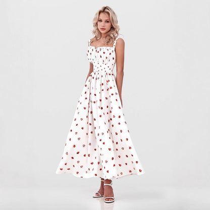 Floral Slip Dress Summer Low Collar Dresses