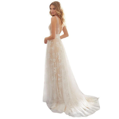 Spring Dress Sexy Collar Sleeveless Lace Wedding Dresses