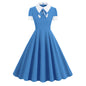 Collar Bow Contrast Color Sleeve Retro Dresses