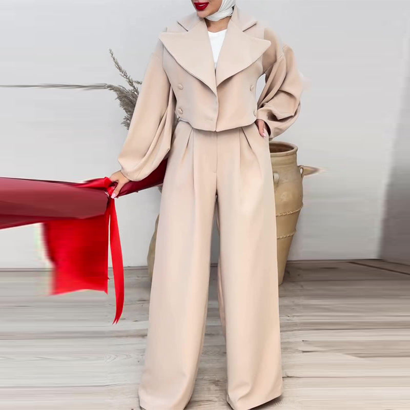 Length Solid Color Polo Collar Thin Suits