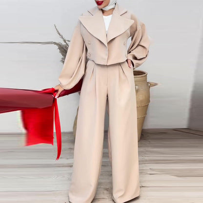 Length Solid Color Polo Collar Thin Suits