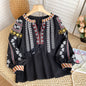 Women's Retro Embroidered Shirt Bohemian Vacation Style Tops