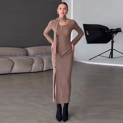 Women's Long Sleeve Slim Fit Slimming Slit Suits