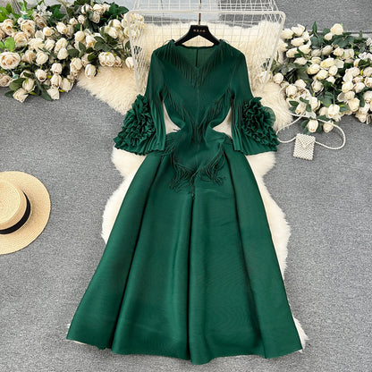 Women's Palace Dress Design Tassel Long Pleated Dresses