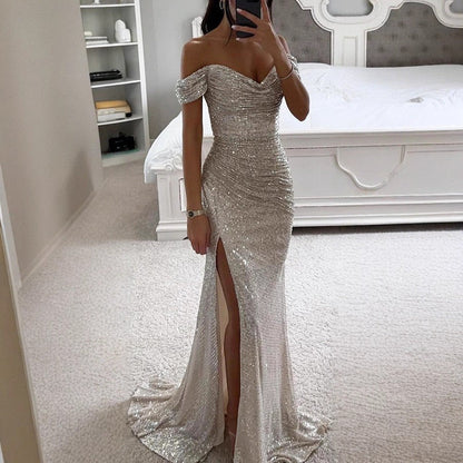 Women's Party Sequins Split Dress Casual Fashion Dresses