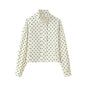 Women's Polka Dot Print Stand Collar Long Coats