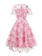Women's Fashion Mesh Embroidered Dress Summer Sleeve Dresses