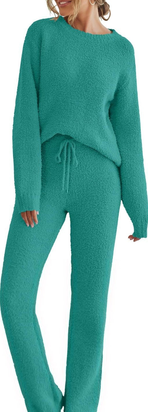 Women's Round Neck Long Sleeve Trousers Thick Suits