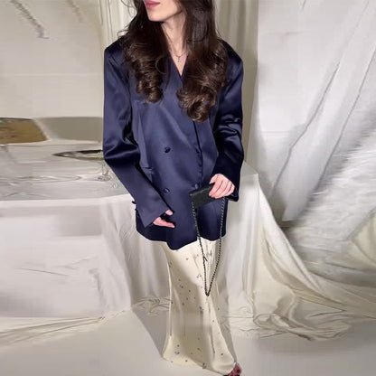 Women's Autumn Solid Color Mercerizing Two-piece Set Suits