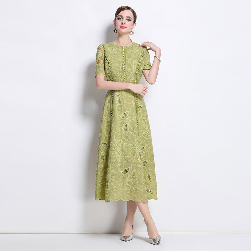 Women's Neck Ruffle Sleeve Lace Dress Summer Dresses