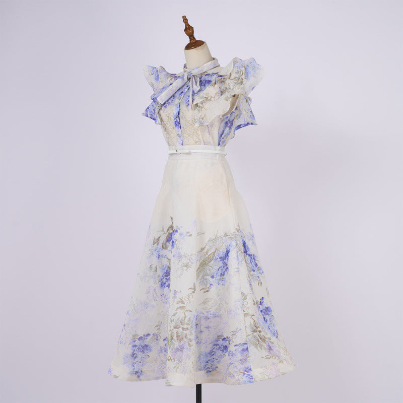 Style Stand Collar Ruffle Diamond Button Sleeveless Wide Suits