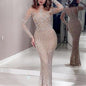 Long Dress Temperament Commute Gold Sequined Solid Color Dresses