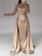 French Satin Rose Gold Fishtail Entry Dresses