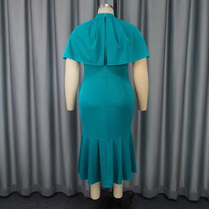 Fashion Cape Sleeve Beaded Dress Elegant Style Dresses