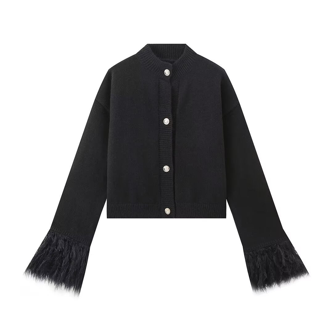 Women's Trendy Cuff Fur Stitching Commuter Sweaters