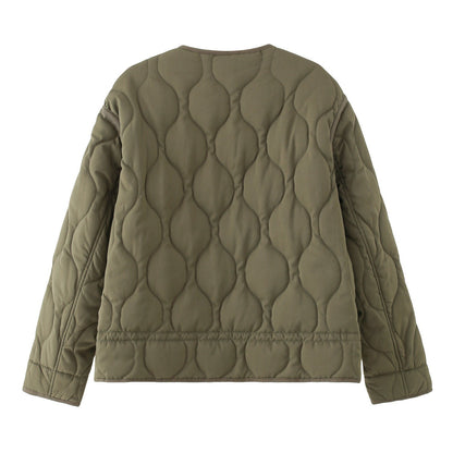 Women's Fashion Single-breasted Quilted Diamond Lattice Coats