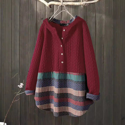 Women's Ethnic Print Long Sleeve Mid-length Mom Coats