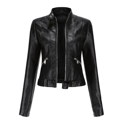 Women's Fashion Leather Stand Collar European Shorts
