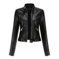 Women's Fashion Leather Stand Collar European Shorts