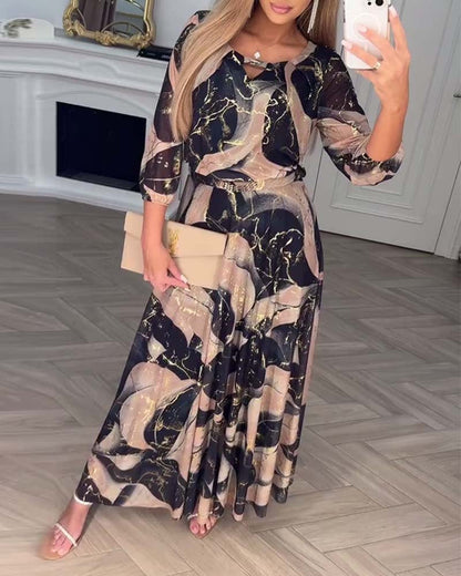 Women's Summer Temperament Elegant Cropped Sleeves Printed Clothing