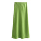 Women's Summer French Fashion Silk Satin Texture Skirts