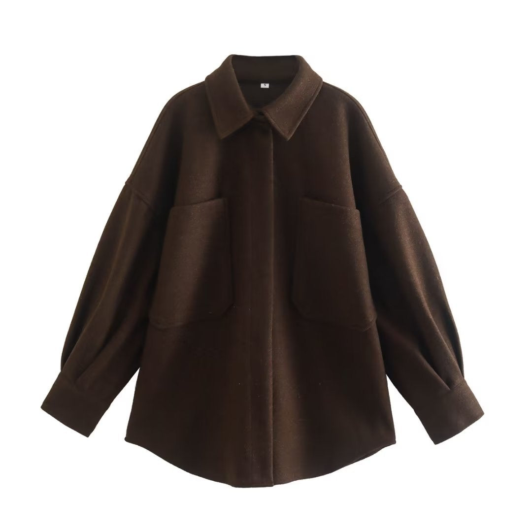 Gothic Autumn Woolen Shirt Dark Green Coats