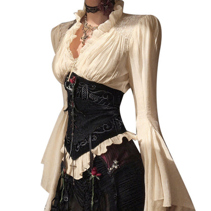 Women's Dark Court Style Long-sleeved Shirt Gothic Blouses