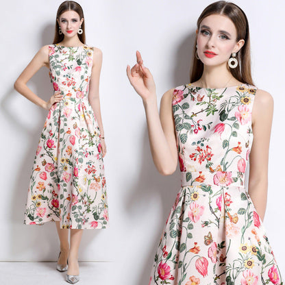 Women's Elegance Sleeveless Dress Summer High-grade Printed Dresses