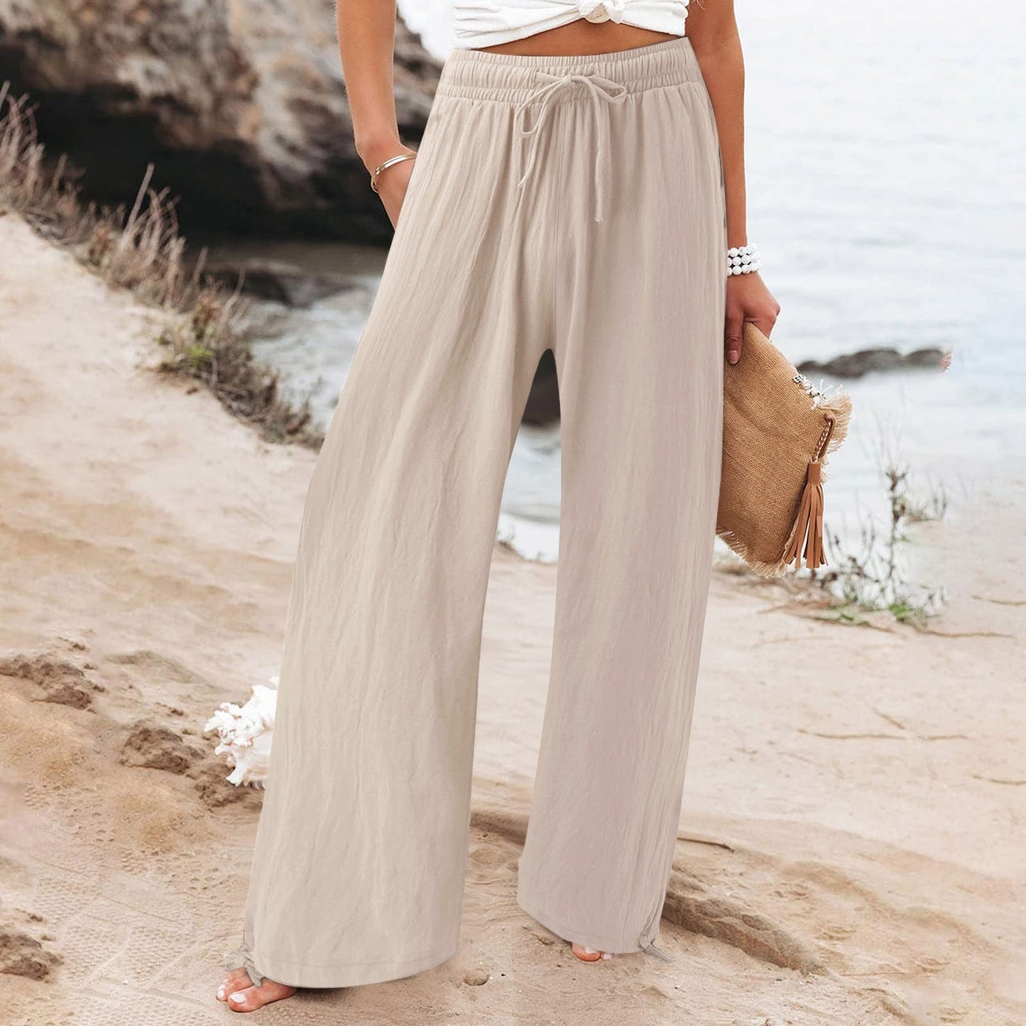 Outside Home Daily Date Pleated Thin Pants