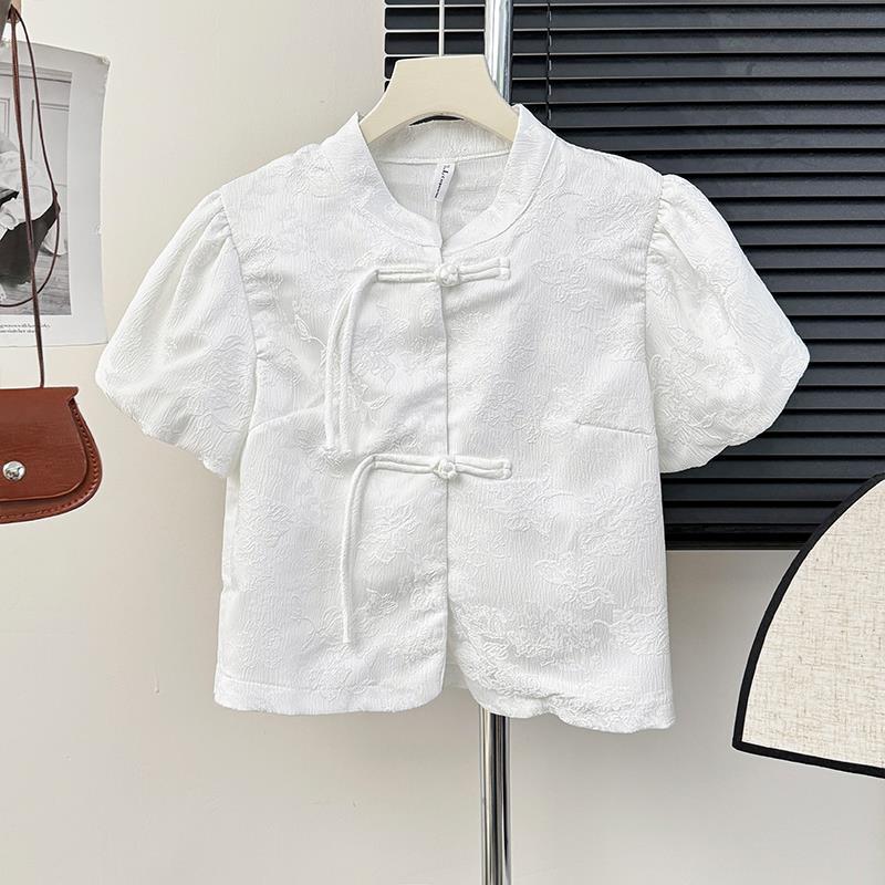 Women's Style Stand Collar Puff Sleeve Shirt Design Dresses