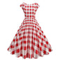 Classic British Plaid Backless Sexy Waist Retro Elegant Big Dresses