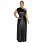 Women's Wear Elegant Bronzing Slant Shoulder Sleeveless Solid Dresses