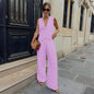 Women's Linen Sleeveless Waistcoat Trousers Two-piece Set Suits