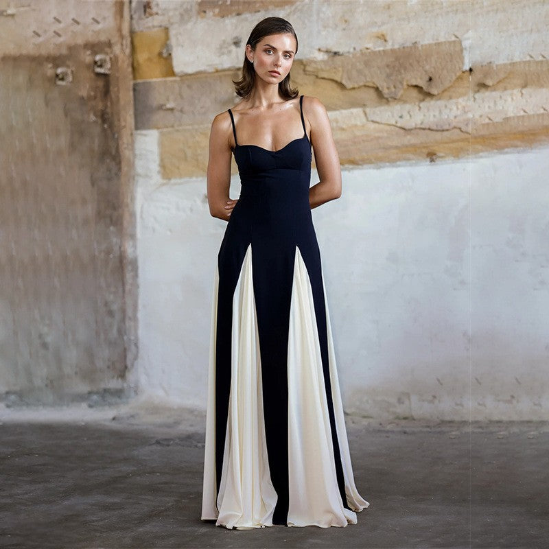 Women's Low-cut Contrast Color Dress Temperament Camisole Dresses