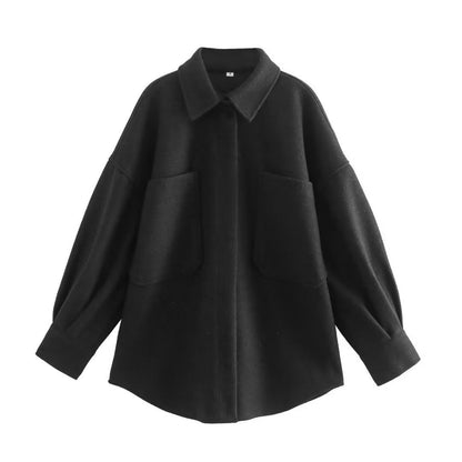 Gothic Autumn Woolen Shirt Dark Green Coats
