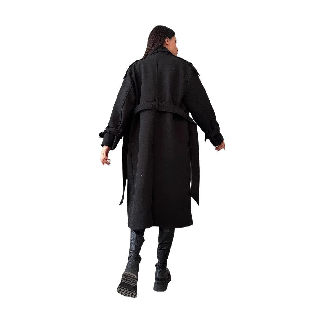 Women's Mid-length Commuter Woolen Versatile Loose Long Coats