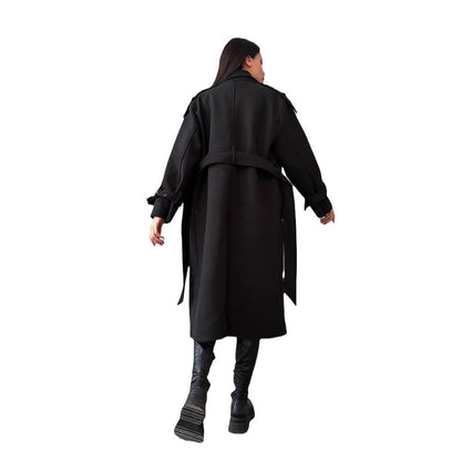 Women's Mid-length Commuter Woolen Versatile Loose Long Coats