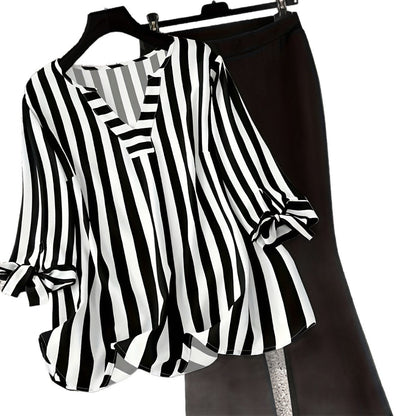 Women's Tied Half Sleeve Skinny Elegant Two-piece Suits