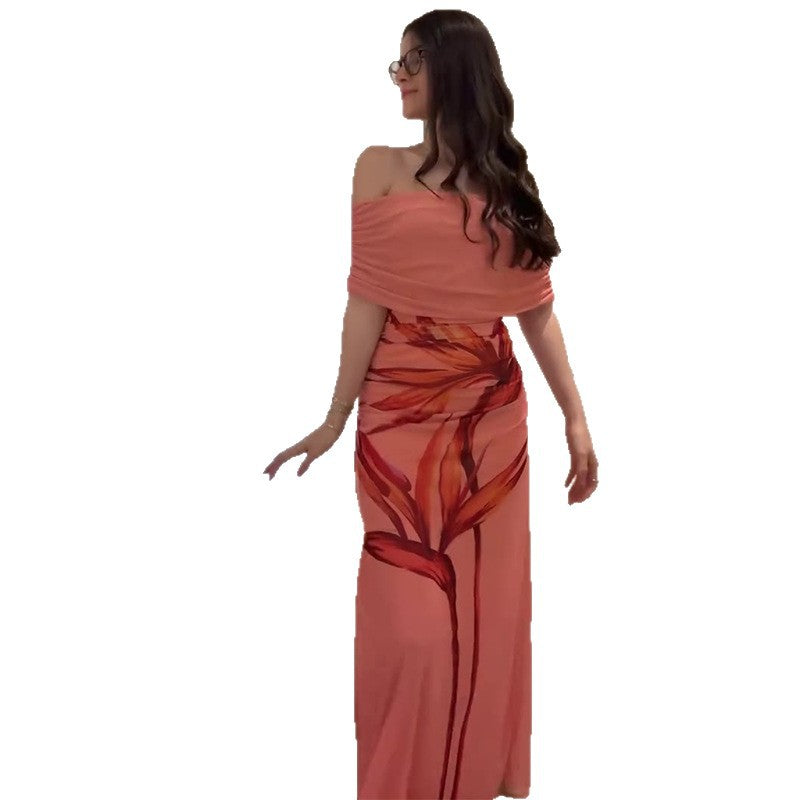 Women's Summer Slim Fit Floral Print Slit Dresses