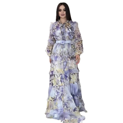Women's Autumn Fashionable Printed Elegant Long Dress Dresses