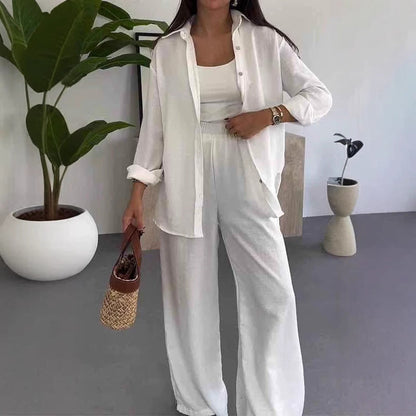 Women's Solid Color Loose Casual Wide Leg Suits