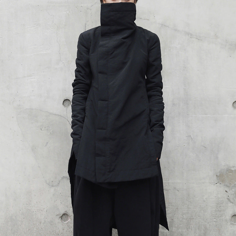 Women's Cool Dark Style Irregular Winter Turtleneck Thin Coats