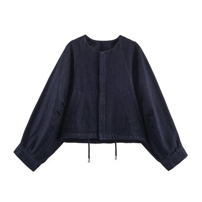 Women's Early Autumn Fashion Denim Fluffy Bomber Suits