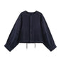 Women's Early Autumn Fashion Denim Fluffy Bomber Suits