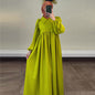 Women's Autumn Solid Color Casual Style Lantern Sleeve High Dresses