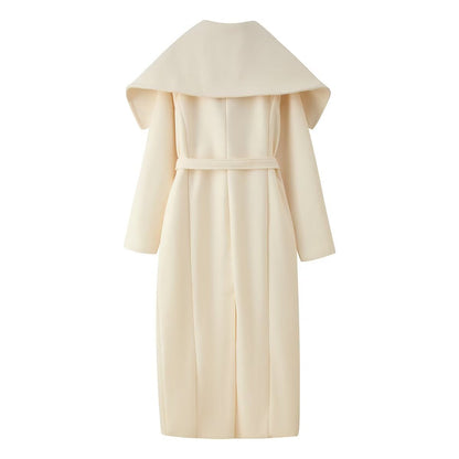 Women's Fashion Casual With Belt Lapel Woolen Coats