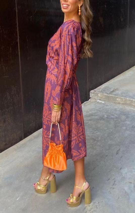 Women's Classic Innovative Printed Mid-length Dress Dresses